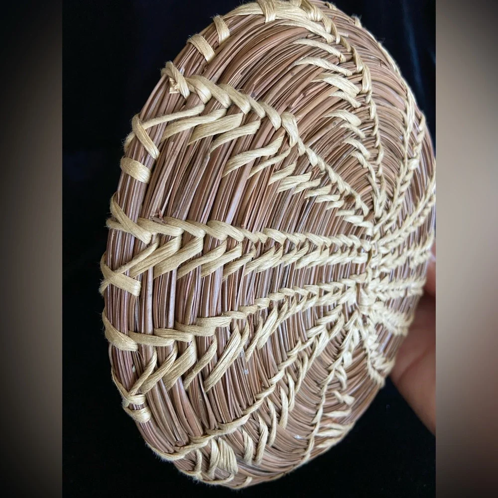 Native American Papago Hand-Woven 8” Plate Basket